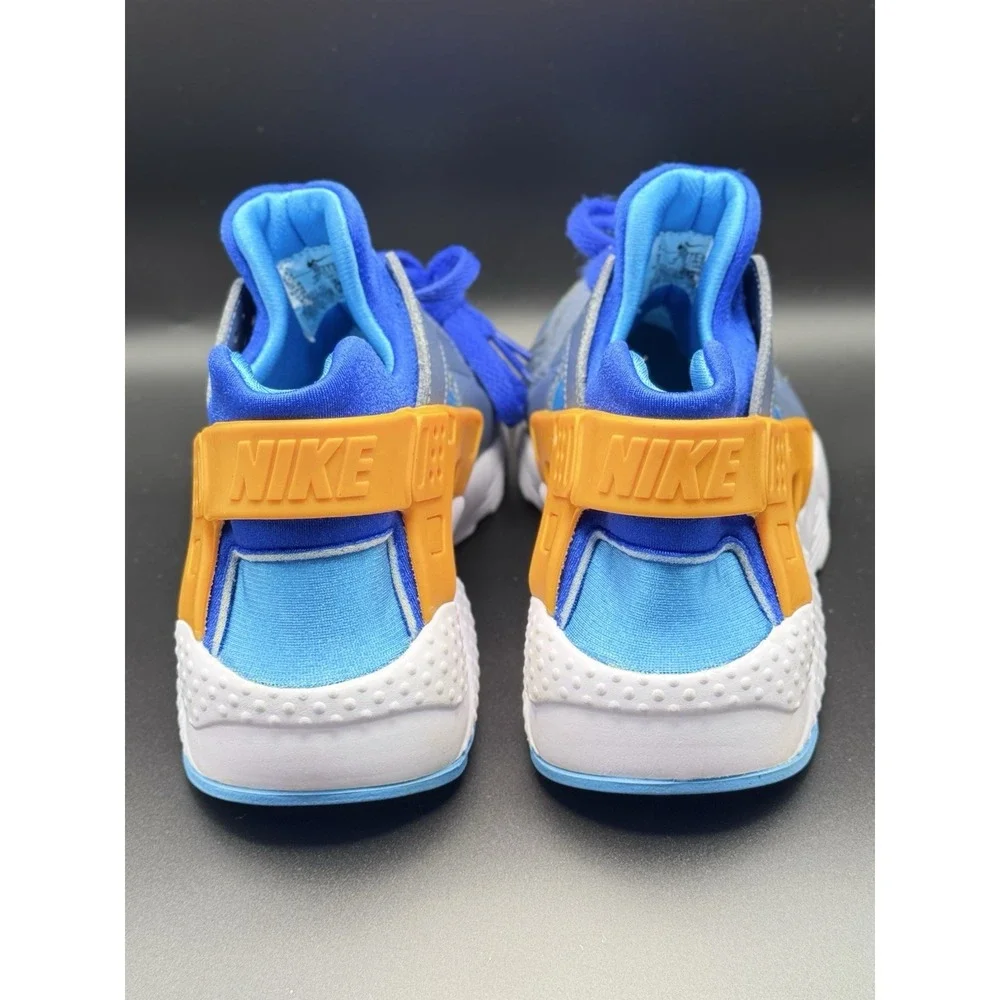 Size 5.5Y- Nike Huarache‎ Kids Pre Owned Shoes, White/Blue/Yellow